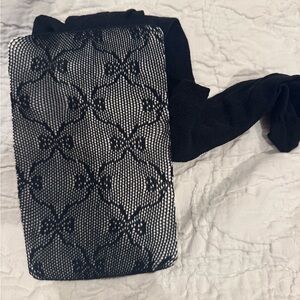 Les Belles Black Lace Patterned Tights size large in black